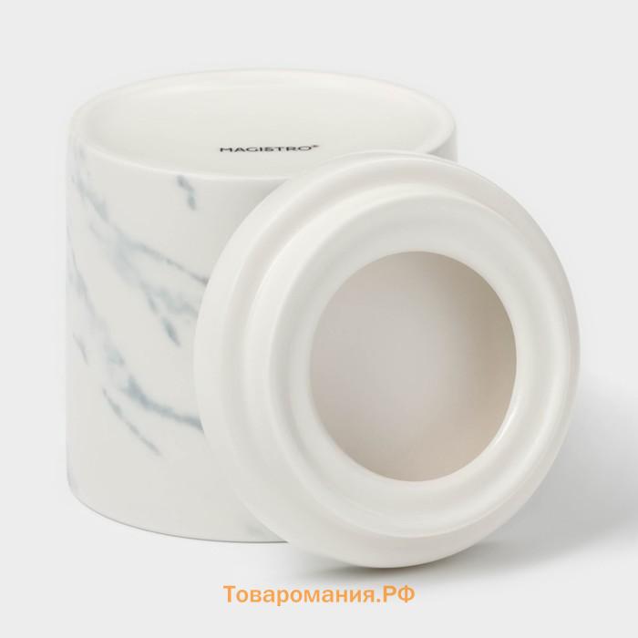 Сахарница Magistro Real Marble, 250 мл, 8,5×9 см, фарфор, белая