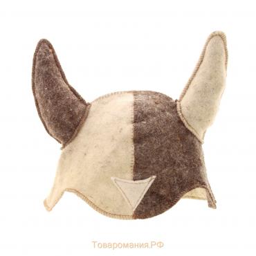 Шапка для бани "Шлем викинга" войлок, комбинированная