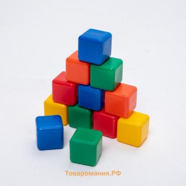 Кубики детские, пластиковые, цветные, 12 штук, 4 х 4 см