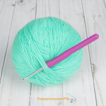Крючок для вязания, с пластиковой ручкой, d=4 мм, 14 см, фиолетовый