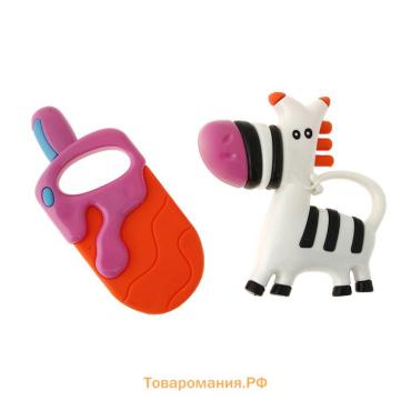 Погремушка - прорезыватель Крошка Я «Зебра и Эскимо», от 3 мес., набор 2 шт.