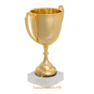 Кубок под нанесение, наградная фигура, золото, подставка камень, 16.3×11.3×5.6 см
