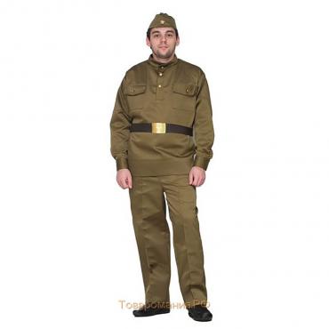 Костюм военного «Солдат люкс», пилотка, гимнастёрка, ремень, брюки, р. 46-48, рост 170-180 см