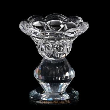 Подсвечник стекло на 1 свечу "Цветочек с хрустальным шаром" 7,5х6,8х6,8 см