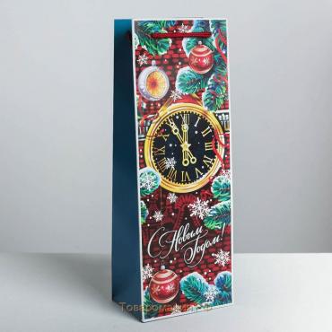 Пакет под бутылку крафтовый «Чудес в новогоднюю ночь», 13 × 36 × 10 см