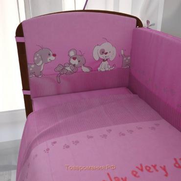 Комплект в кроватку «Весёлая игра», 6 предметов, розовый