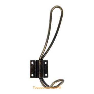 Крючок мебельный ТУНДРА TKd=009, двухрожковый, бронза, 5 шт.