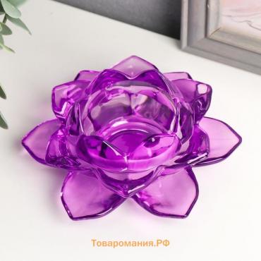 Подсвечник стекло на 1 свечу "Лотос" фиолетовый 5,5х12х12 см