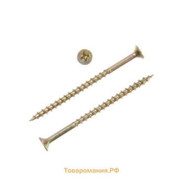 Саморез 4.2×70 мм ТУНДРА PREMIUM, потай, крупная резьба, шлиц PH, желтый цинк, 1 кг