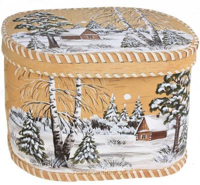 Хлебница «Зима», с росписью, 24×16×20 см, микс, береста