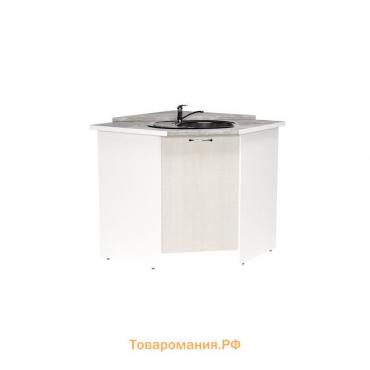 Шкаф напольный Лариса 900х900х850 под мойку угловая с двер белый/латте/кантри