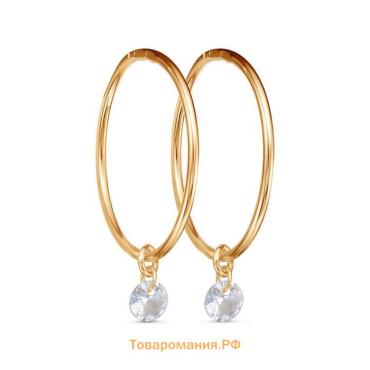 Серьги-кольца «Невесомость», розовое золочение, белые, d=3.6