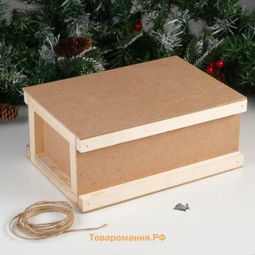 Подарочная коробка «Бандероль», 30×21×12.5 см, деревянная, с гвоздями, с верёвкой