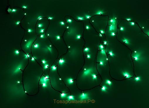 Гирлянда «Нить» 20 м, IP44, тёмная нить, 200 LED, свечение зелёное, 8 режимов, 220 В