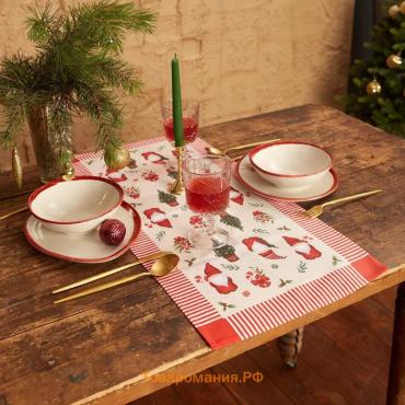 Дорожка на стол новогодняя  Santa Claus 30х70 +/- 5 см, 100% хл, саржа 190 гр/м2