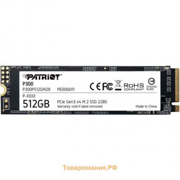 Накопитель SSD Patriot P300P512GM28 P300 M.2 2280, 512 Гб. PCI-E x4