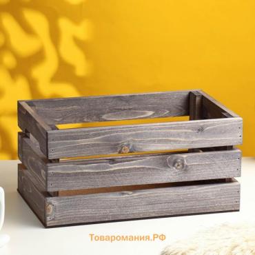 Кашпо для цветов, 30×20×14.5 см, деревянное, с ручкой, цвет состаренный дуб
