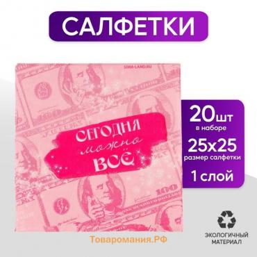 Салфетки бумажные 25*25см "Сегодня можно всё" (набор 20 шт)