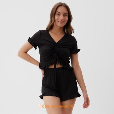 Пижама женская (футболка, шорты) KAFTAN Black, размер 52-54